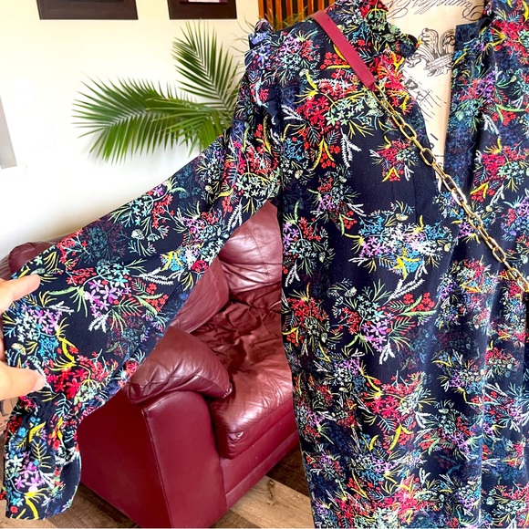 H&M Floral Dark Blue Color Boho Style Mini Dress - Picture 3 of 8